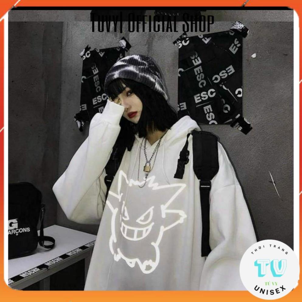 Hoodie nam FREESHIP Áo hoodie nỉ nam nữ form rộng unisex phản quang phát sáng nỉ dày in poocemon nhiều màu