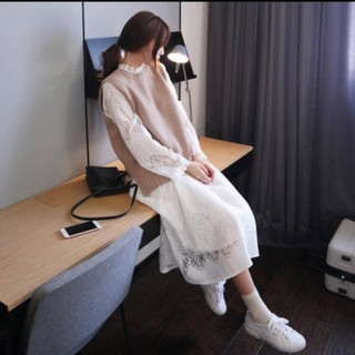 [ Có Sẵn] Set gile len váy ren ulzzang (Có Clip)