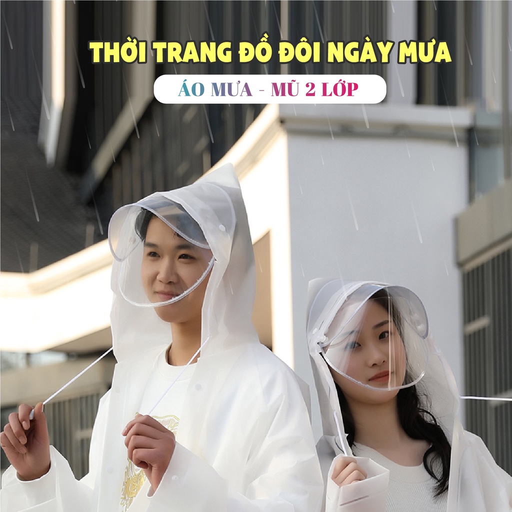 Áo Mưa cao cấp Có Kính Chắn Nước Che Mặt Cánh Dơi - Áo Bộ -  Chống Thấm Cao Cấp Phản Quang Có Túi Chùm Gương Chiếu Hậu