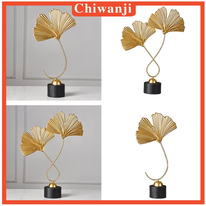 Set 2 tượng điêu khắc hình chiếc lá để bàn dùng trang trí nhà cửa/ văn phòng