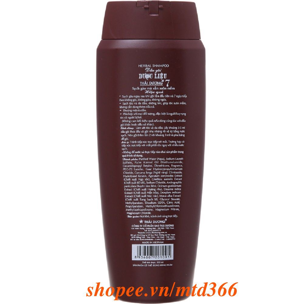 Dầu Gội Đầu 200ml Dược Liệu Thái Dương 7