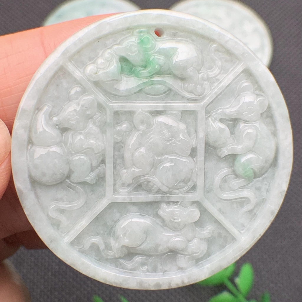 Ngũ thử sinh tài phong thủy ngọc cẩm thạch/Ngọc phỉ thúy tự nhiên