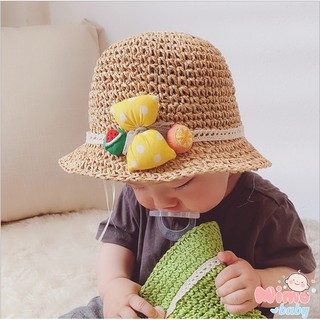 Mũ cói nơ vàng dưa hấu cho bé (1-2,5y)