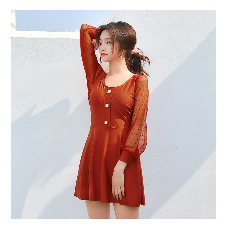 Áo tắm 1 mảnh dài tay chống nắng kín đáo 140520 (Hàng oder chuẩn hình 100%) | BigBuy360 - bigbuy360.vn