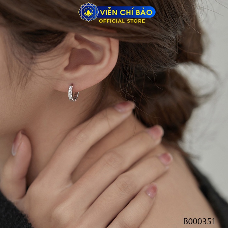 Bông tai tròn đính đá chất liệu bạc Thái 925 thời trang phụ kiện trang sức Viễn Chí Bảo B000351