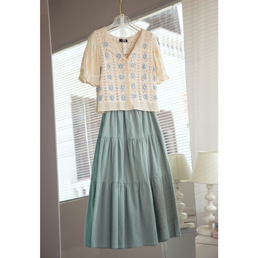 MORI - Chân váy xòe linen