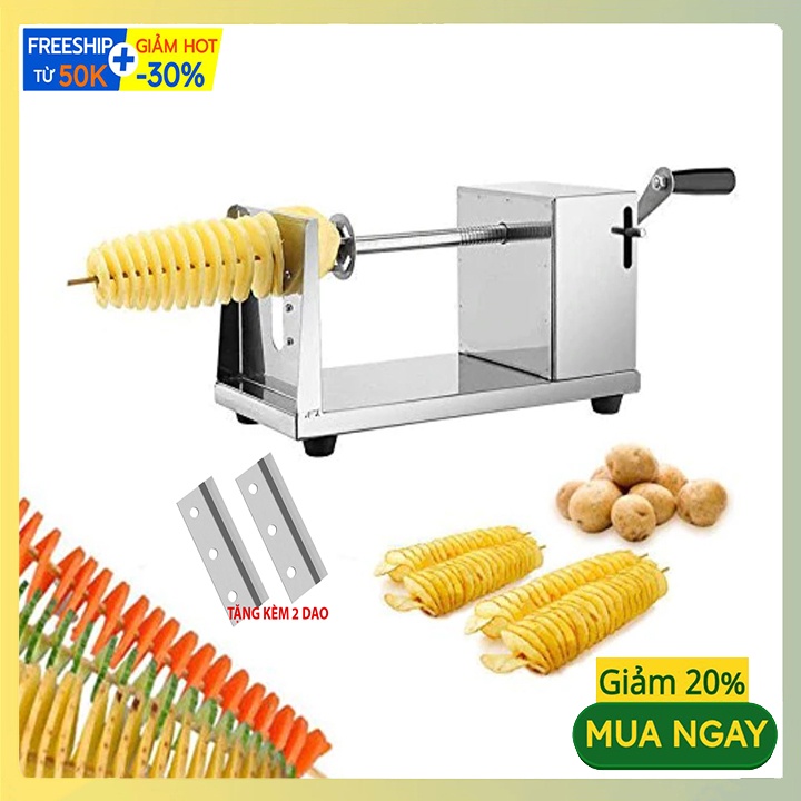 Máy cắt khoai tây, cà rốt, dưa chuột hình lốc xoáy Cỡ Lớn Chất Liệu Inox
