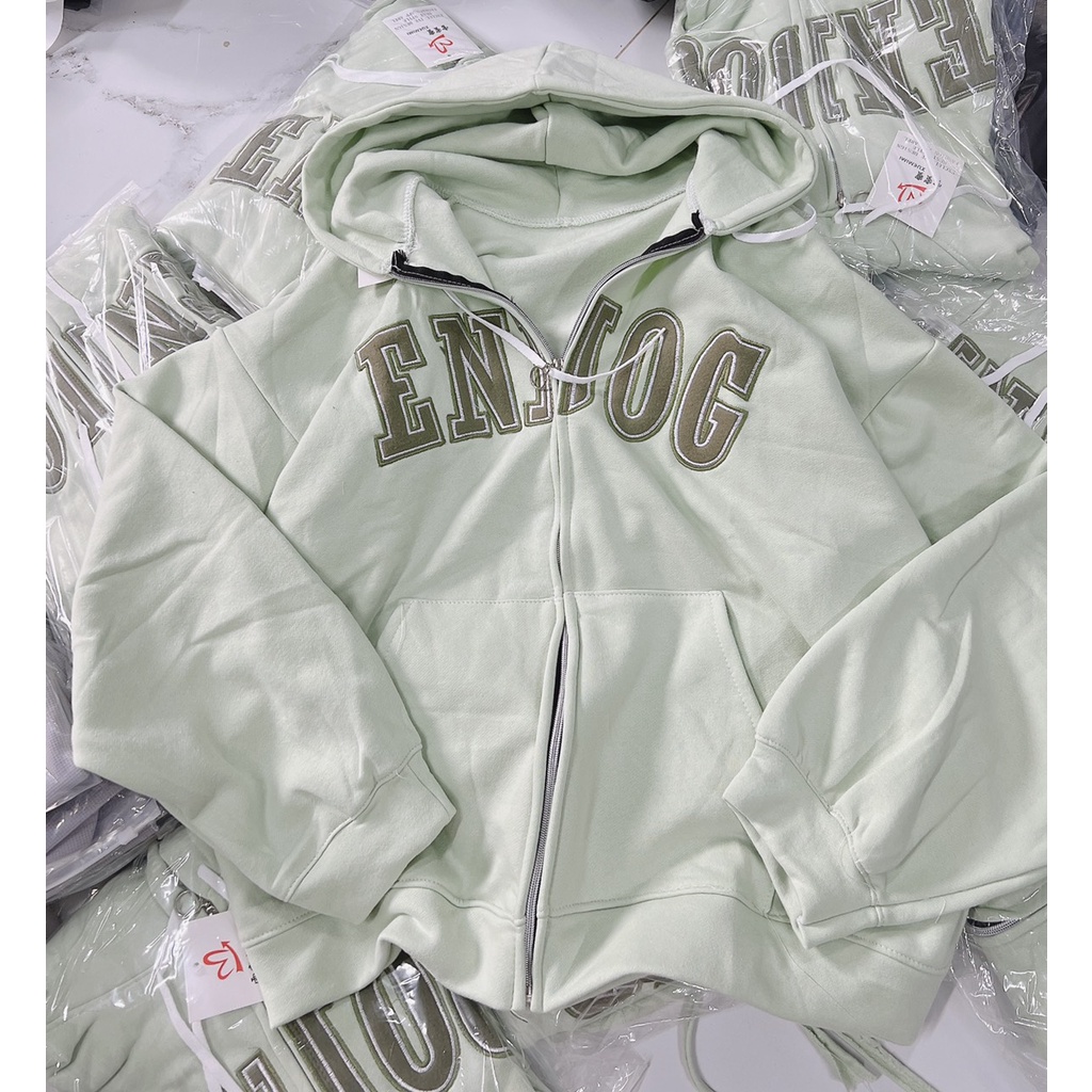 Khoác Nỉ Mũ 2 Lớp Dáng Rộng Nam Nữ Chữ En Unisex Khoác Mũ Rộng