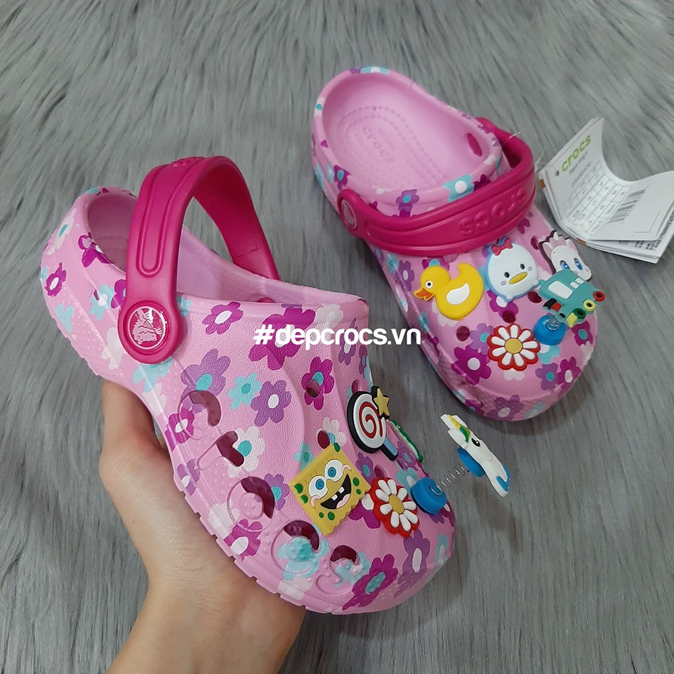 Dép sục crocs classic baya bé gái màu hồng, dép crocs màu hồng cho bé gái giá rẻ - crocs house