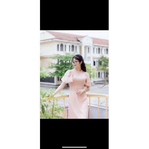 Áo dài 4 tà màu hồng