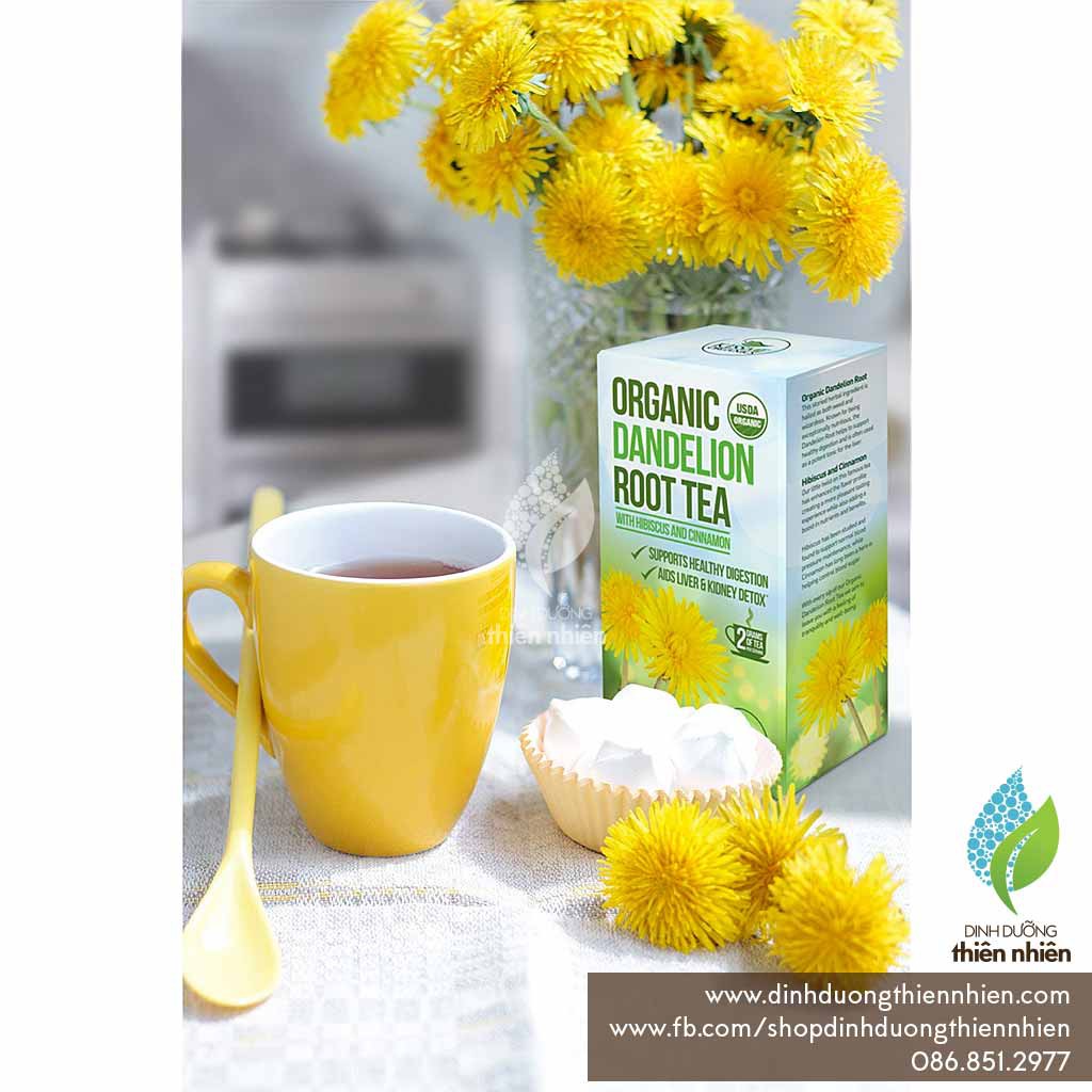Trà Hữu Cơ Rễ Cây Bồ Công Anh Kiss Me Organic Dandelion Tea, Giúp Giải Độc Gan Thận, 20 gói, 40g