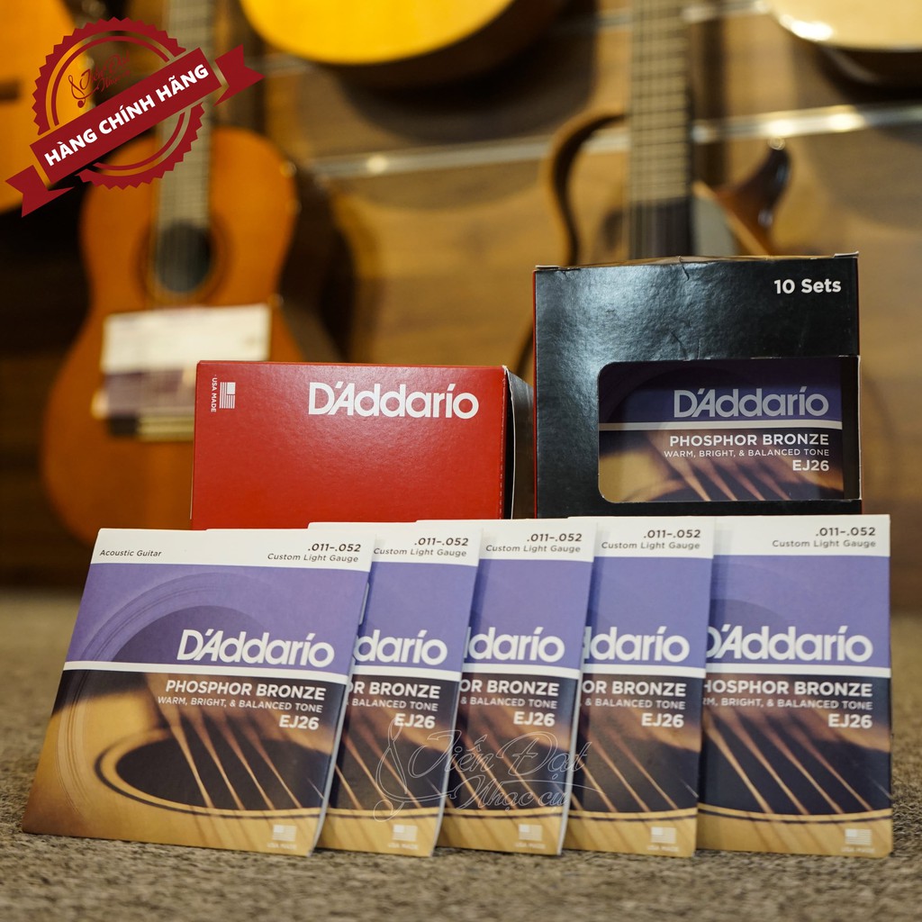 Bộ Dây Đàn Guitar Chính Hãng Acoustic D'Addario EJ13, EJ26, ULTRAPACK EJ910- EJ26 - Tặng Kèm 2 Pick Gảy