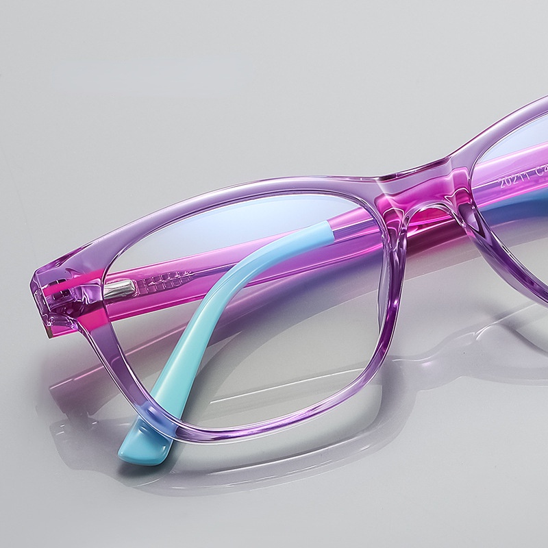 Kính Mát Gọng Vuông Kim Loại Chống Ánh Sáng Xanh TR90 Thời Trang Phương Tây Cho Bé
