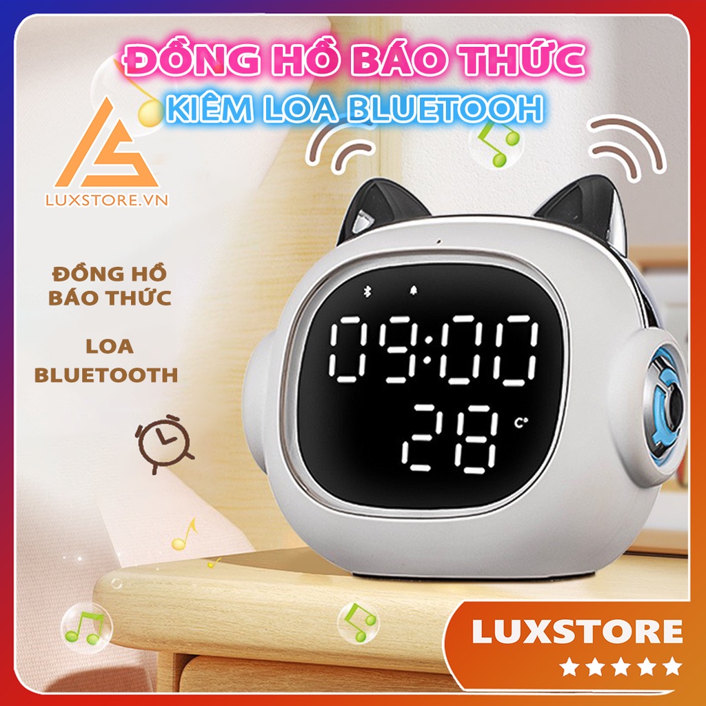 LOA BLUETOOTH MINI KHÔNG DÂY KIÊM ĐỒNG HỒ BÁO THỨC NGHE NHẠC LÀM ĐÈN NGỦ TRANG TRÍ – LUXSTORE