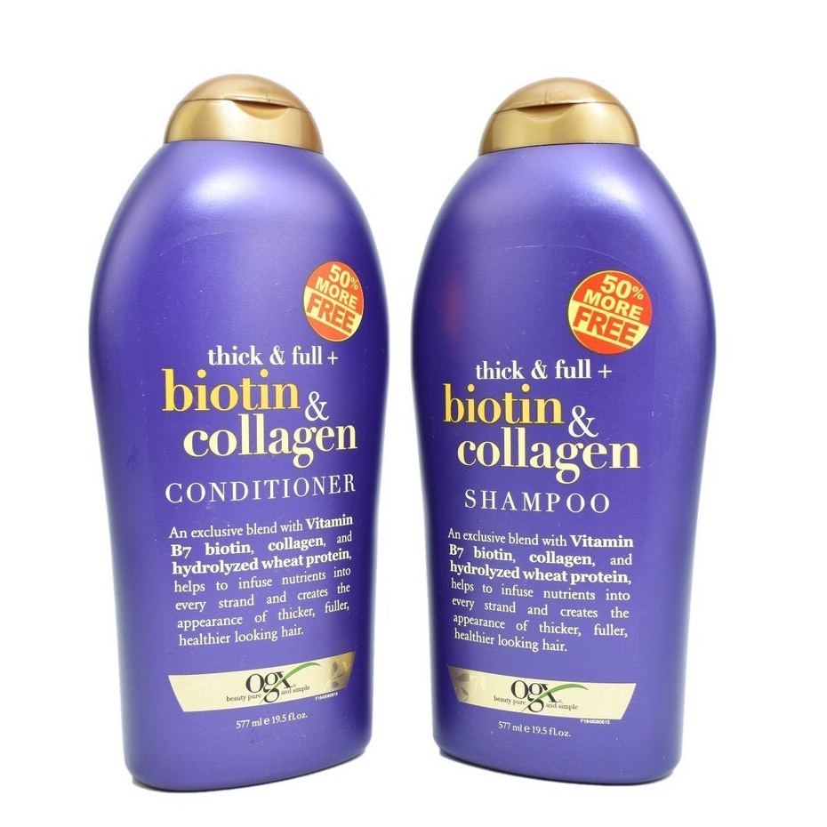 Dầu Gội Biotin Tím Bộ Dầu Gội 577ml Và Xả 577ml Biotin Collagen Ogx Giúp Tăng Dưỡng Chất Thấm Sâu Phục Hồi Bên Trong Tóc