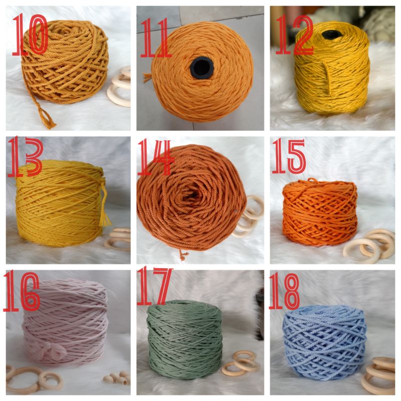 Dây thừng se  macrame,dây cotton -3mm.( sợi xoăn ). FUL COLOR