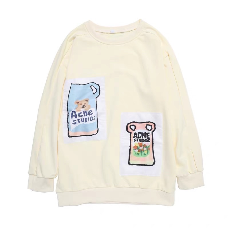 Áo Sweater Jennie Vàng Mơ Hình Gấu Đáng Yêu