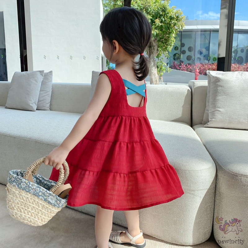 Đầm Sát Nách Thời Trang Hàn Quốc Đáng Yêu Cho Bé Gái