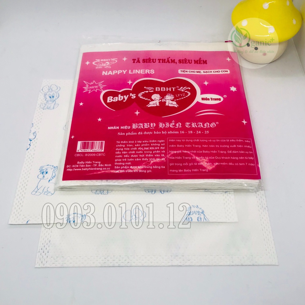 Tấm lót sơ sinh, miếng lót phân xu baby Hiền Trang, 100 tấm có tem chính hãng, siêu thấm hút, siêu tiện lợi