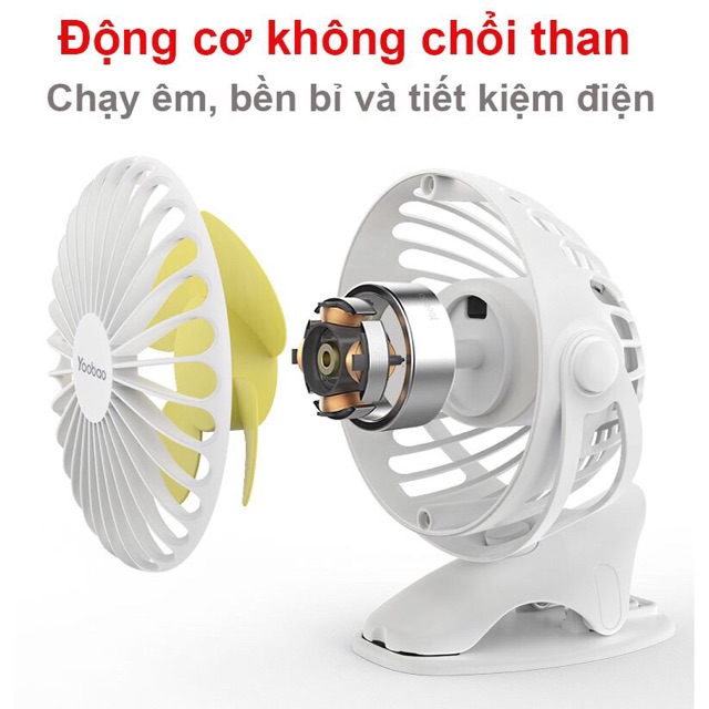 Quạt yoobao 6400mah dùng liên tục 32 giờ để bàn kẹp xe đẩy