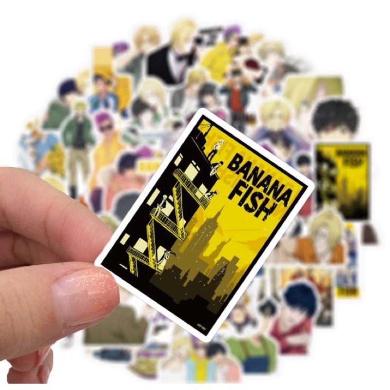 Sticker banana Fl 30-60 cái ép lụa/ hình dán anime banana Flwc