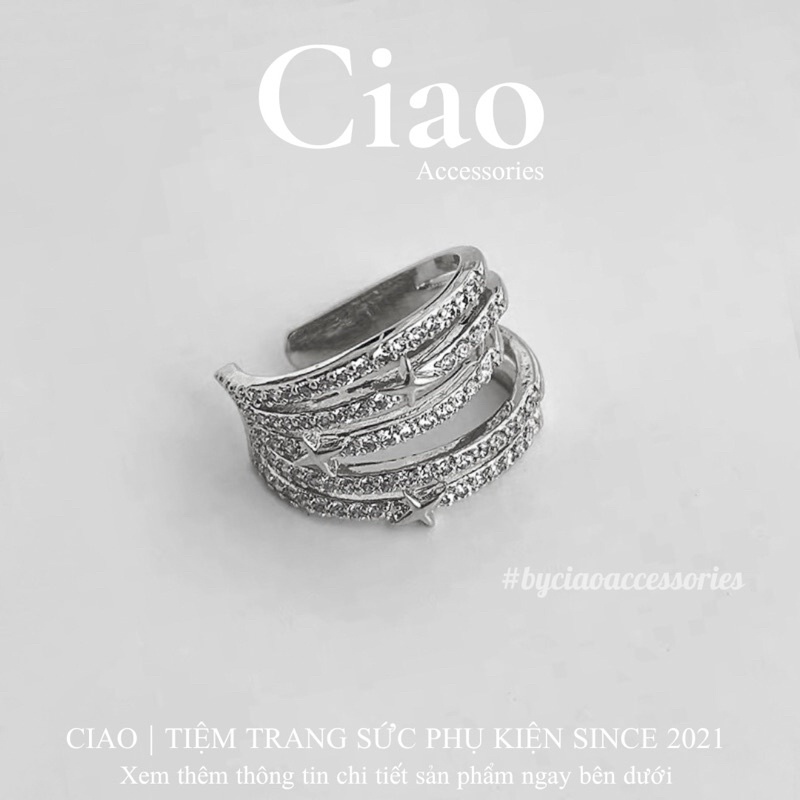 [HOẢ TỐC 1H] Khuyên vành tai/ Kẹp vành tai mạ bạc thiết kế đính đá mã 25 Ciao accessories