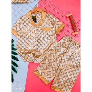 Đồ Bộ Pyjama Lụa Satin Hoạ Tiết Lửng Form Dưới 55kg