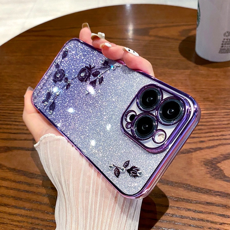 Ốp Điện Thoại Silicon Mềm Trong Suốt Mạ Điện Lấp Lánh Cho iPhone 14 13 12 11 Pro Max X XR XS Max