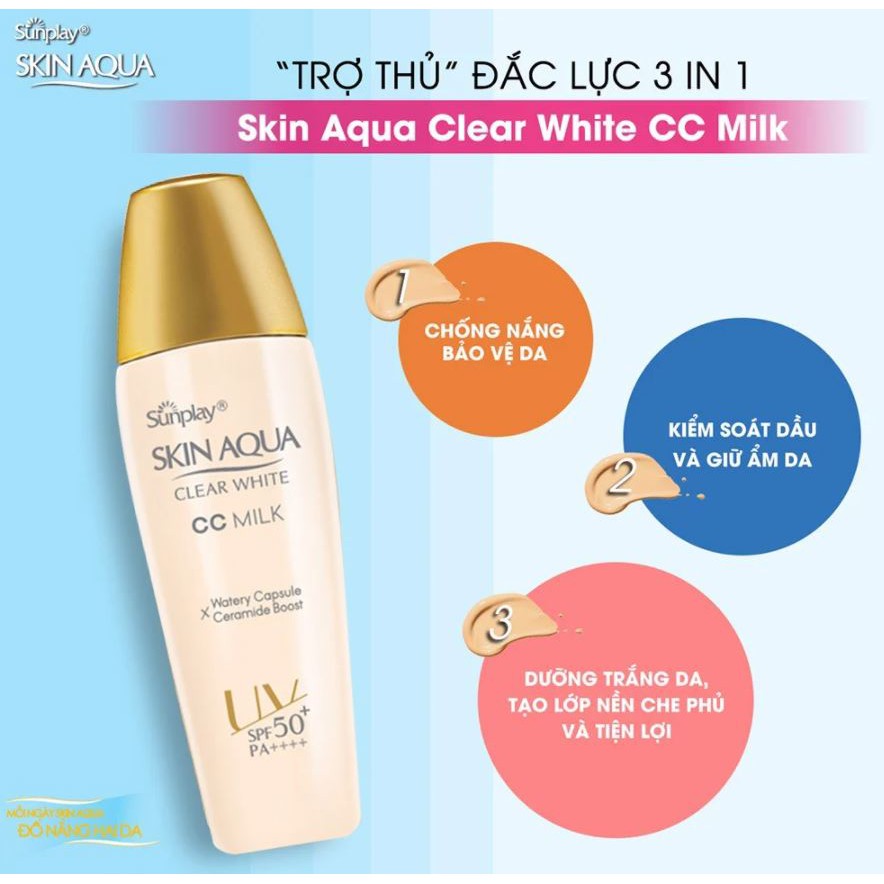 Sữa Chống Nắng Tạo Nền Trắng Mịn Sunplay Skin Aqua Clear White CC Milk SPF50+/PA++++ 25g