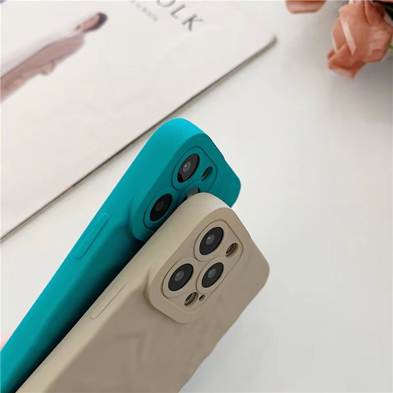 Ốp Điện Thoại Silicon Mềm Nếp Nhăn Sáng Tạo Bảo Vệ Camera Cho iphone 13 12 11 Pro Max XR X XS XSMAX 7 8 plus 3