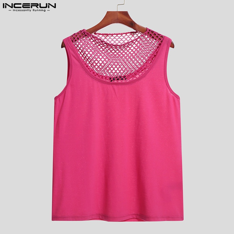 Áo tanktop INCERUN dáng rộng phối lưới thời trang mùa hè cho nam