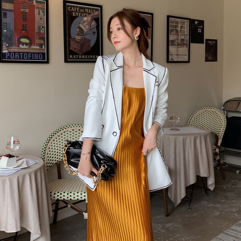 IELGY  Đầm Hai Dây Màu Trắng Thời Trang Cho Nữ