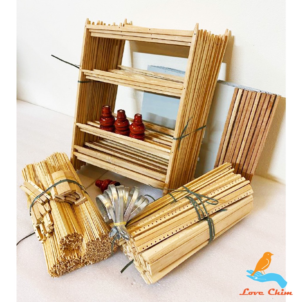 Khung lồng ép mộc chim chào mào LOVE CHIM kèm móc, Lồng chim Chào Mào dễ dàng lắp (có video hướng dẫn)