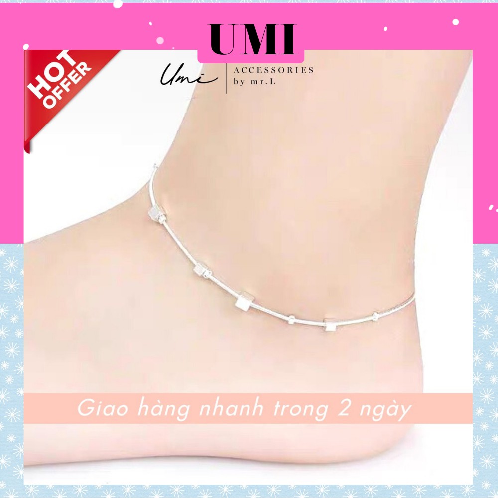 Lắc Chân Nữ Bạc 925 Thiết Kế Nhiều Hình Vuông Đan Xen Nhau Phong Cách Hàn Quốc UMI JL008