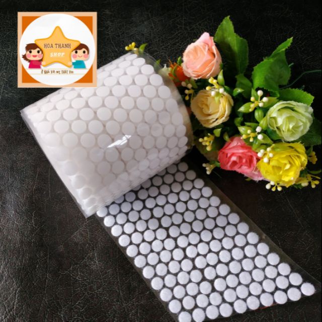 Set 100 cặp verclo băng dính nhám gai TRONG SUỐT 1cm và 1,5cm