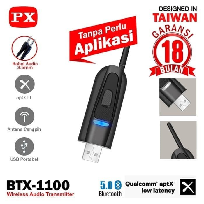 Usb Truyền Tín Hiệu Âm Thanh Px Btx-1100 Bluetooth 5.0 Hd