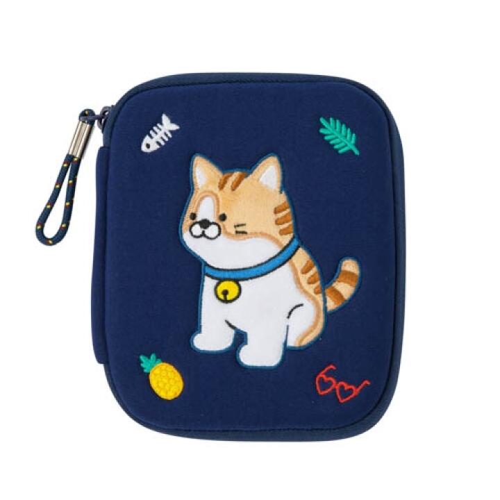 Túi Nhỏ Đựng Đồ Đa Năng ARTBOX Hàn Quốc Thêu Hình Mèo Màu Xanh Navy Dễ Thương Xinh Xắn