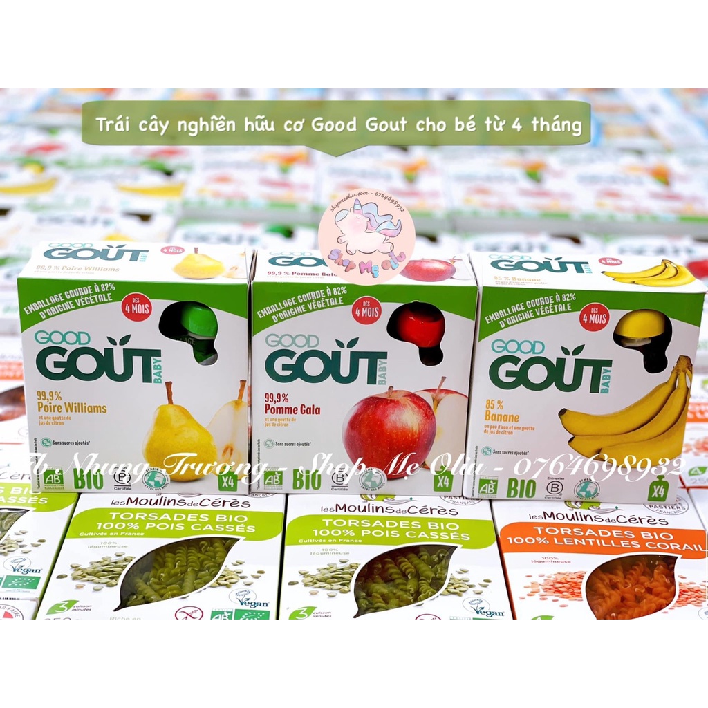 Trái cây nghiền Hữu cơ Good Gout cho bé từ 4 , 6 tháng tuổi