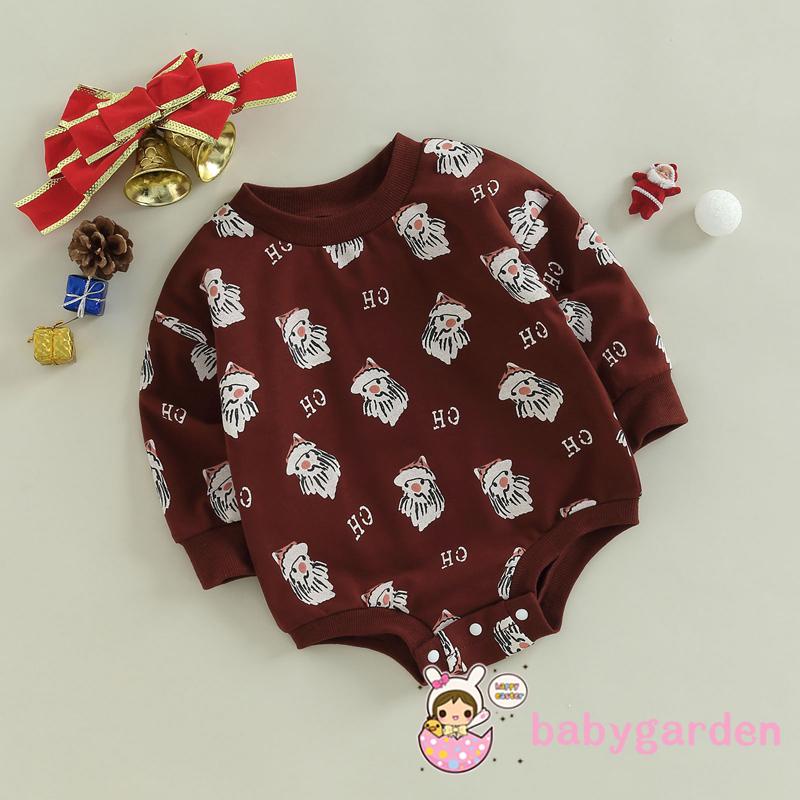 Babygarden Áo Liền Quần Tay Dài Cổ Tròn In Họa Tiết Ông Già Noel Hoạt Hình Thời Trang Mùa Thu Dành Cho Trẻ Em