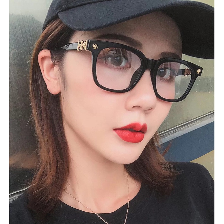 Kính mắt Chrome hearts cao cấp nam nữ thời trang , gọng vuông bản hoa nhỏ họa tiết thời trang Q60