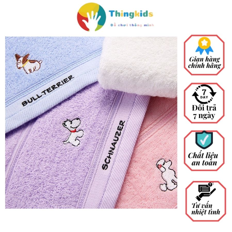 Set 5 khăn mặt cotton hình hoa quả mềm mịn - Thingkids
