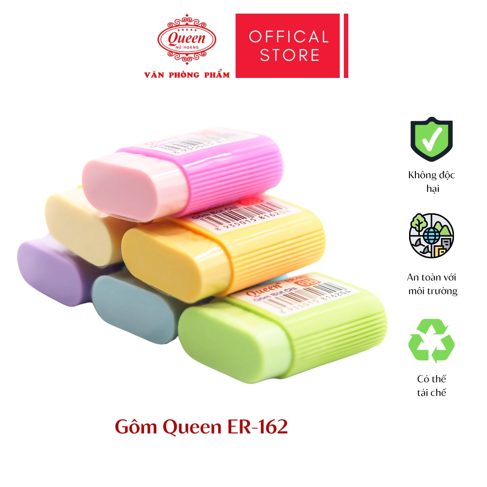 Gôm 2B Queen (Nữ Hoàng) - CHÍNH HÃNG - Màu Hồng/Vàng/Xanh Biển/Xanh Lá/Cam/Tím - ER162