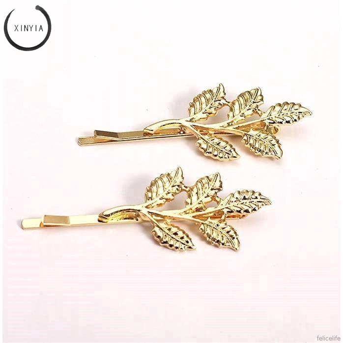 Kẹp tóc hình chiếc lá Chất liệu hợp kim sáng bóng cho nữ
