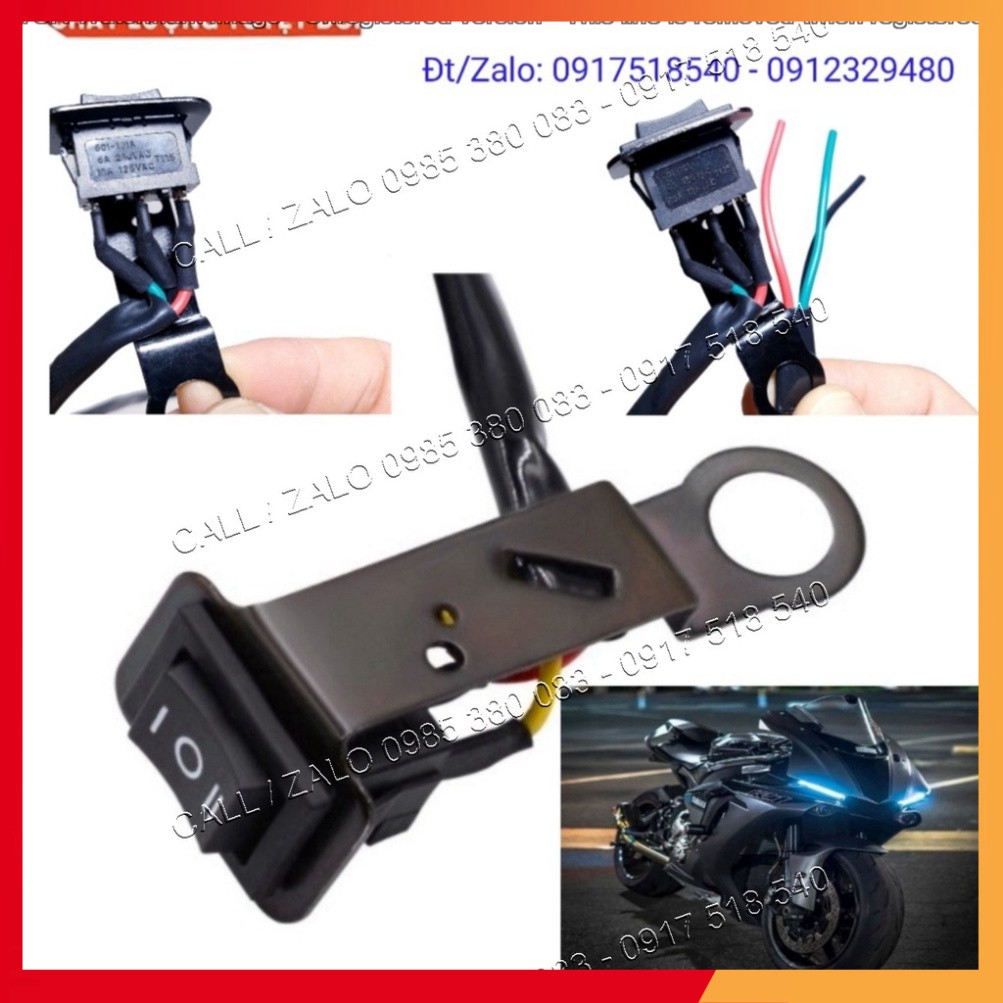 Công Tắc 3 Chế Độ On-Off-On Kèm Pat Gắn Chân Gương Lắp Đèn Trợ Sáng Cho Xe Máy