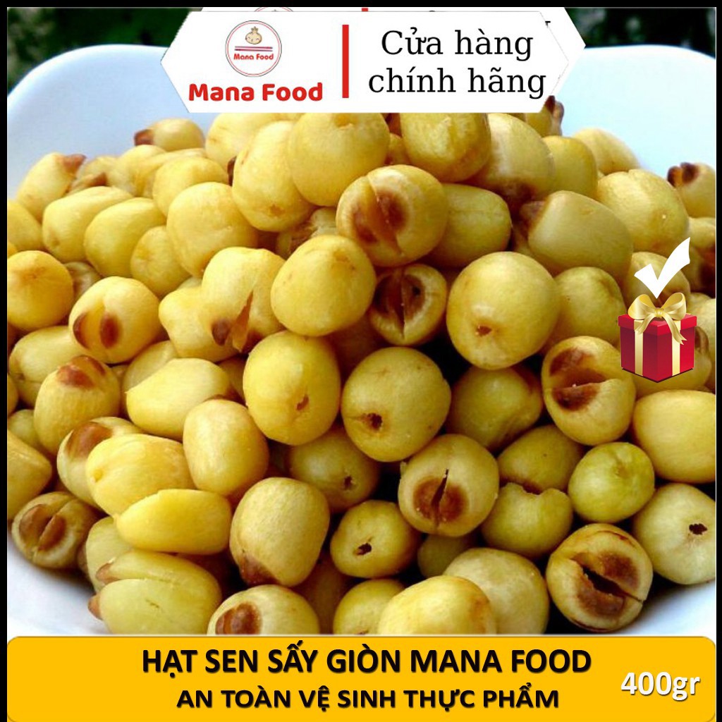 Hạt Sen Sấy Khô Giòn Ăn Liền Không Đường Loại Ngon Mana Food Hủ Pet 400gr - Ăn Vặt ManaFood Chuẩn ATVSTP Chất Lượng