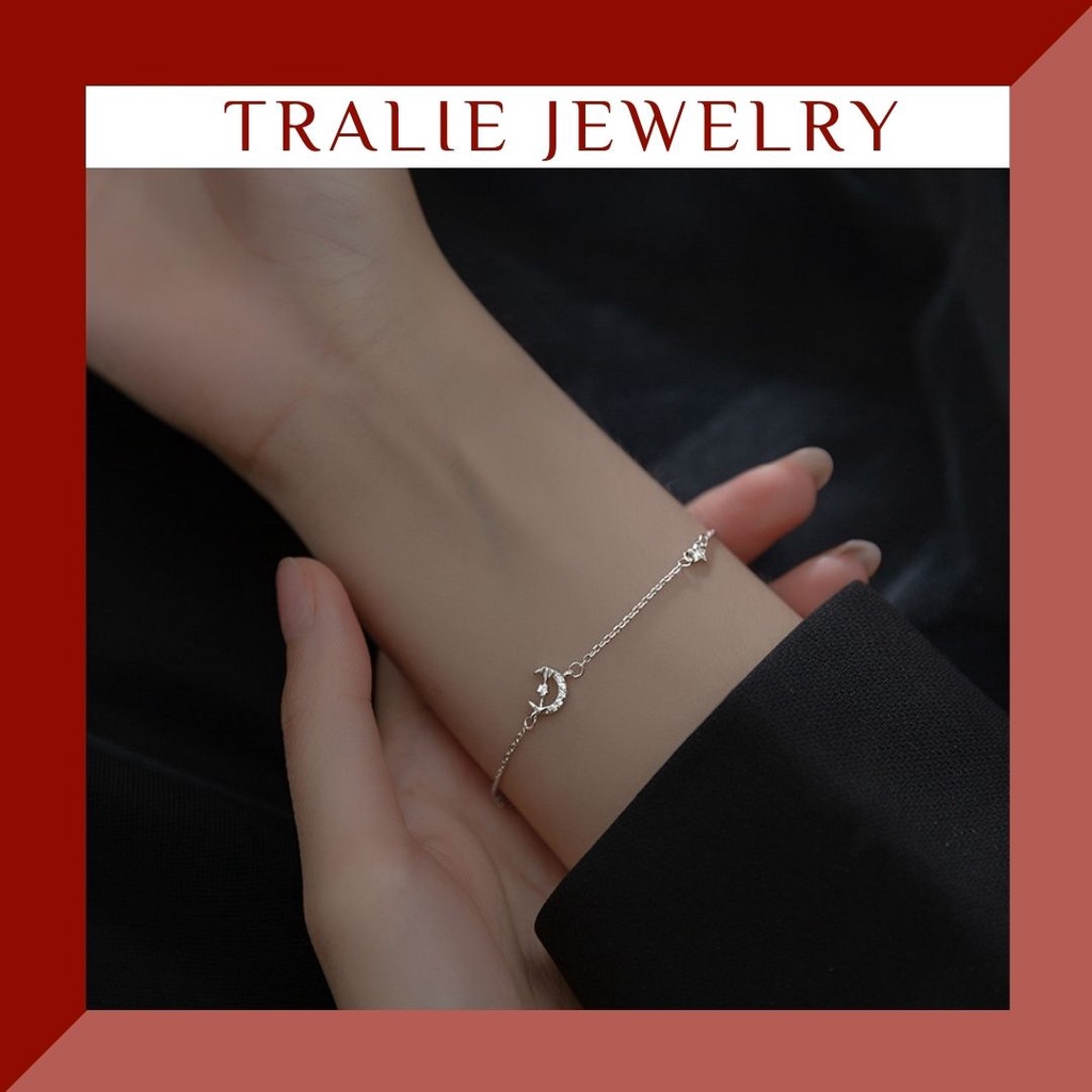 Lắc tay bạc 925 đẹp vòng tay bạc nữ cao cấp hình mặt trăng TRA-BRA111