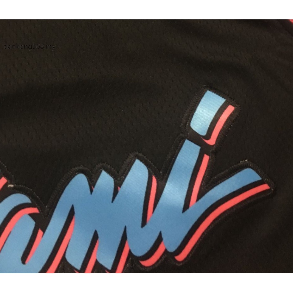 Áo Bóng Rổ Màu Đen Thêu Hoạ Tiết Miami Heat S3 Dwyane Wade Thời Trang 2020 Cho Nam Giới