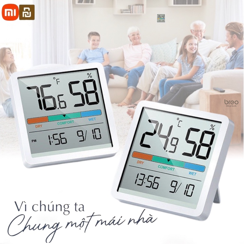 Đồng Hồ Xiaomi, Nhiệt Ẩm Kế MIIIW NK5253,  Thông Minh Tiện Dung Màn Hình Lớn LCD 3.34 inch Breo Market