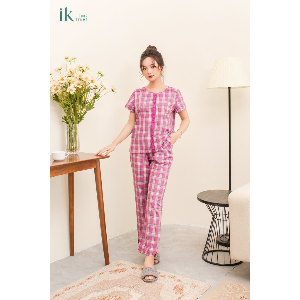 Bộ mặc nhà IK Pijama áo cộc tay quần dài vải KT 0186 Giá 385.000đ