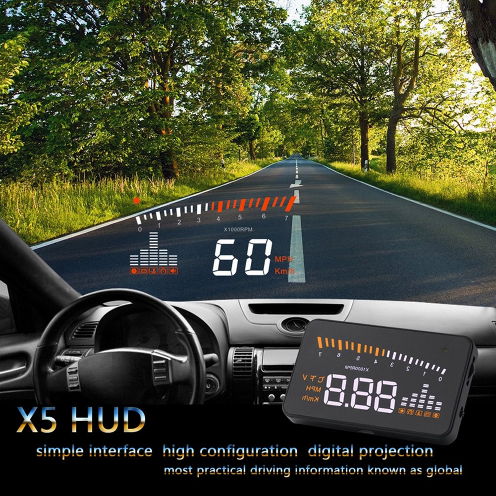 Car HUD X5 Universal 3.5 inch OBD2 Interface Head Up Display Digital Car GPS